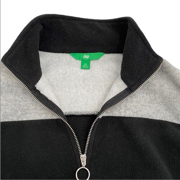 DIP Women’s Black & Gray Stripe 1/4 Zip Up Fleece Pullover, Size XS - Picture 4 of 10